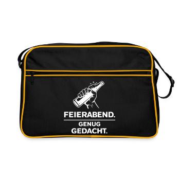 Feierabend. Genug gedacht. - Retro Tasche - Schwarz/Gold - Vorne