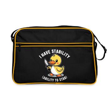 Ich habe die Stabilitätsfähigkeit, mich lustig zu stechen und abzuweichen. - Retro Tasche - Schwarz/Gold - Vorne
