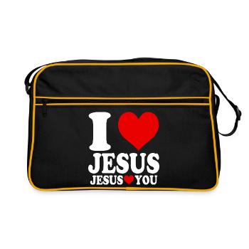 J’aime Jésus et Jésus t’aime - Sac Retro - noir/or - Devant