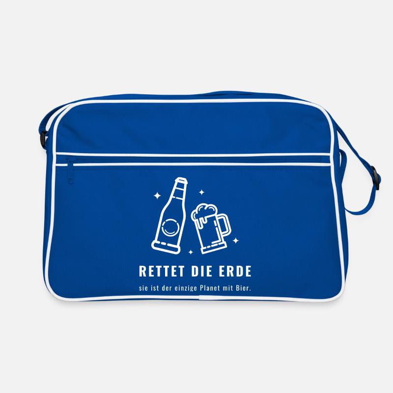 Rettet die Erde einziger Planet mit Bier - Lustige Retro Tasche