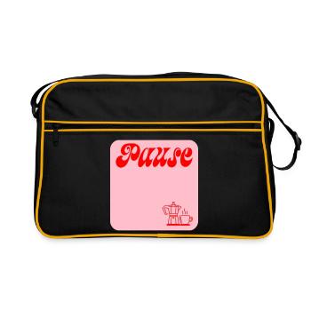 PAUSE MACHEN KAFFEE - Retro Tasche - Schwarz/Gold - Vorne