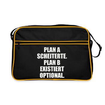 PLAN A SCHEITERTE. PLAN B EXISTIERT OPTIONAL - Retro Tasche - Schwarz/Gold - Vorne