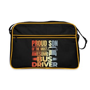 Proud Son Of The Most Awesome Bus Driver - Retro Tasche - Schwarz/Gold - Vorne