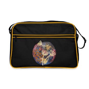 Abstrakte Blumenin Aquarell - Retro Tasche - Schwarz/Gold - Vorne