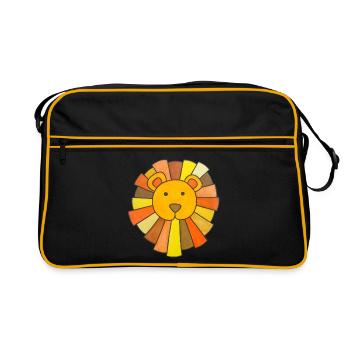 Lion Mignon Bébé Lion Enfants kawaii Jardin d’enfants - Sac Retro - noir/or - Devant