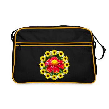 Calendula Sunflower Daisies Flower floral - Retro Bag - black/gold - Front