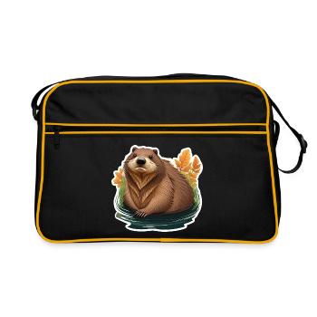 Biber süß - Retro Tasche - Schwarz/Gold - Vorne
