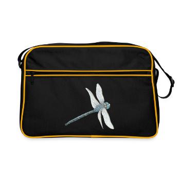 Illustration de libellule sarcelle - Sac Retro - noir/or - Devant