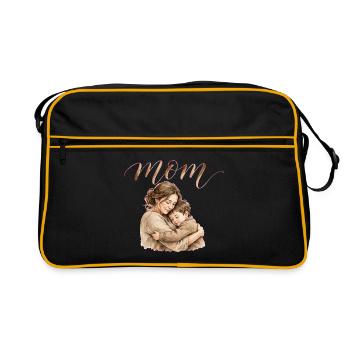 Mama umarmt Aquarell-Umarmung - Retro Tasche - Schwarz/Gold - Vorne