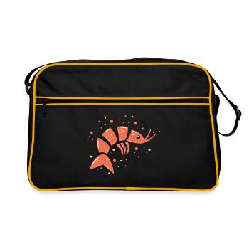 Crevettes fruits de mer Animaux de mer Crevettes - Sac Retro - noir/or - Devant