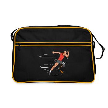 Läufer ohne Bein - Prothese Amputiert - Retro Tasche - Schwarz/Gold - Vorne
