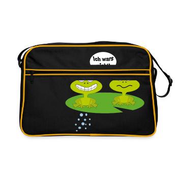 Comic-Frösche - Retro Tasche - Schwarz/Gold - Vorne