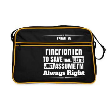 firefighter always right - Retro Bag - black/gold - Front