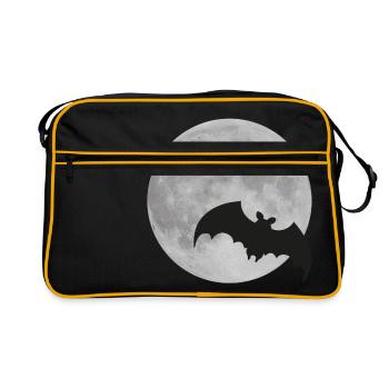 Chauve-souris de lune pleine lune Halloween nuit - Sac Retro - noir/or - Devant