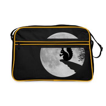 Nuit de pleine lune lune écureuils Acorn - Sac Retro - noir/or - Devant