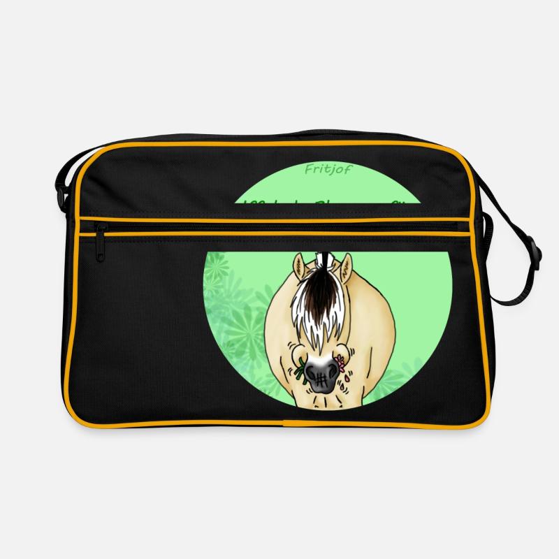 Blumen - Retro Tasche - Schwarz/Gold