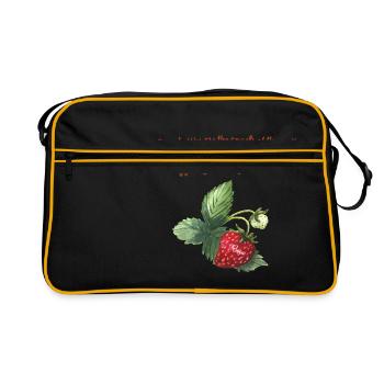 Strawberries- Erdbeeren - Retro Tasche - Schwarz/Gold - Vorne