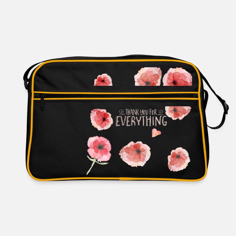 Thank you for everything -Danke dankeschön Blumen - Retro Tasche - Schwarz/Gold