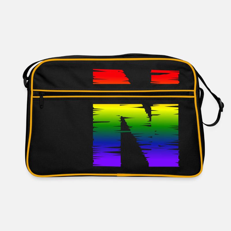Regenbogen-N - Retro Tasche - Schwarz/Gold