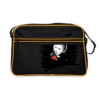 Spaß-Tomate - Retro Tasche - Schwarz/Gold - Vorne