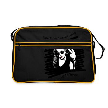 Girls just wanna have - Retro Tasche - Schwarz/Gold - Vorne