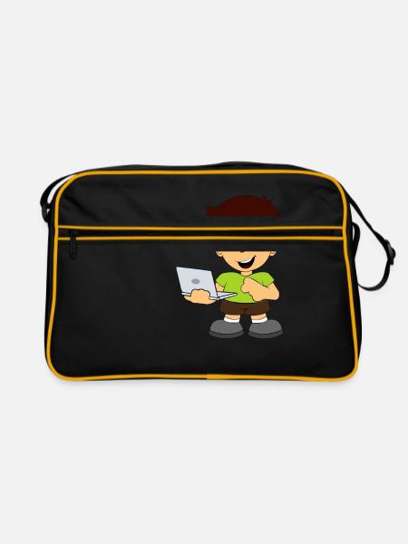 Computer Nerd Internet - Retro Bag - black/gold - Front