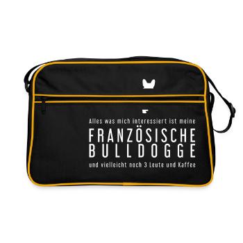 ALLES WAS MICH INTERESSIERT IST MEIN FRENCHIE - Retro Tasche - Schwarz/Gold - Vorne