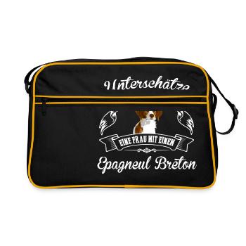 Epagneul Breton - Retro Tasche - Schwarz/Gold - Vorne