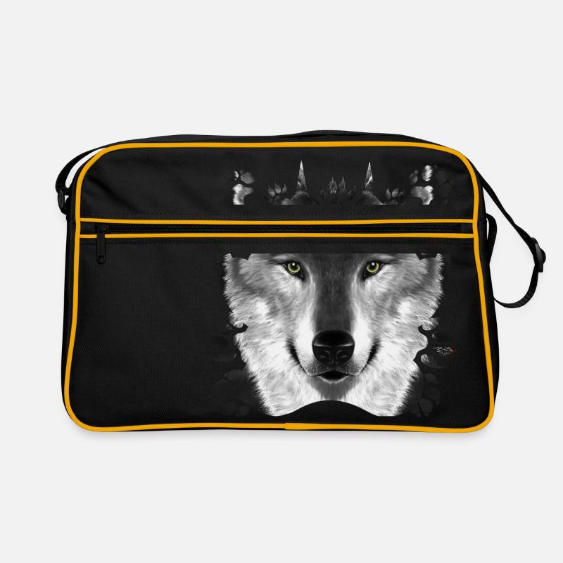 Wolf - Retro Tasche - Schwarz/Gold