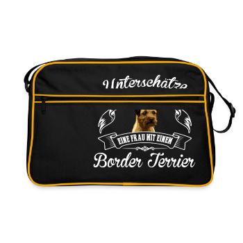 Border Terrier - Retro Tasche - Schwarz/Gold - Vorne