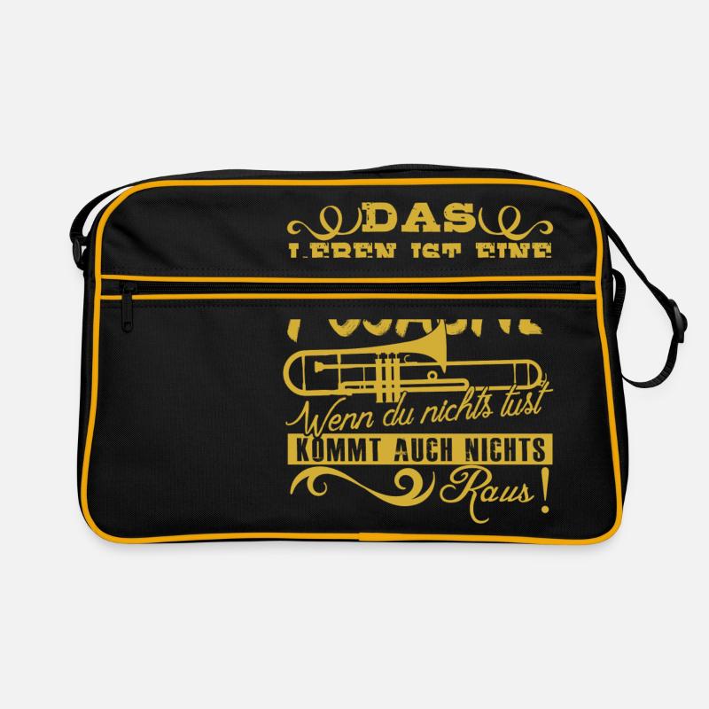Das Leben ist eine Posaune! - Retro Tasche - Schwarz/Gold