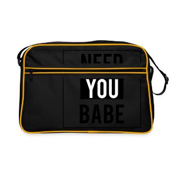 Besoin u babe | Saint Valentin | cadeau - Sac Retro - noir/or - Devant