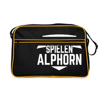 Echte Kerle spielen Alphorn - Retro Tasche - Schwarz/Gold - Vorne