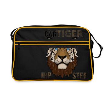 BärTiger Hipster - Retro Tasche - Schwarz/Gold - Vorne