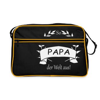 So sieht der beste Papa der Welt aus - Retro Tasche - Schwarz/Gold - Vorne