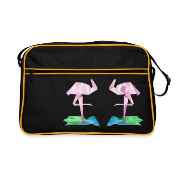 Flamingo low-poly - Sac Retro - noir/or - Devant