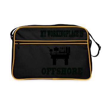 MY WORKINGPLACE IS OFFSHORE - Retro Tasche - Schwarz/Gold - Vorne