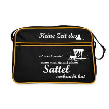 Pferd - Retro Tasche - Schwarz/Gold - Vorne