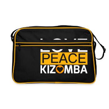 LOVE PEACE KIZOMBA - DanceShirts - Retro Tasche - Schwarz/Gold - Vorne