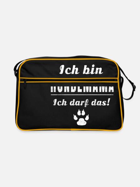 Ich bin Hundemama, ich darf das! - Retro Tasche - Schwarz/Gold - Vorne