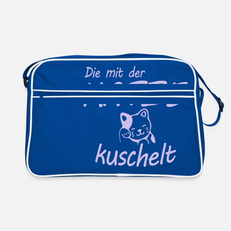 Die mit der Katze kuschelt Geschenk Retro Tasche