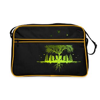 Green Tree - nature tree city urban gift - Retro Bag - black/gold - Front