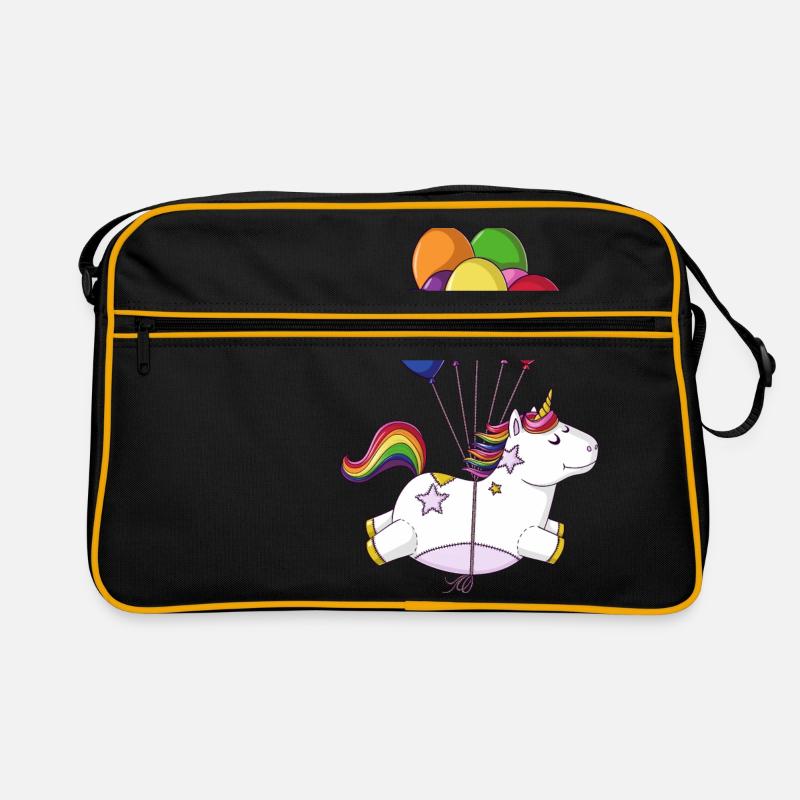 Fliegendes Regenbogen Comic Einhorn Ballons Retro Tasche