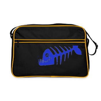 bleu design mauvais pirate poissons. crâne - Sac Retro - noir/or - Devant