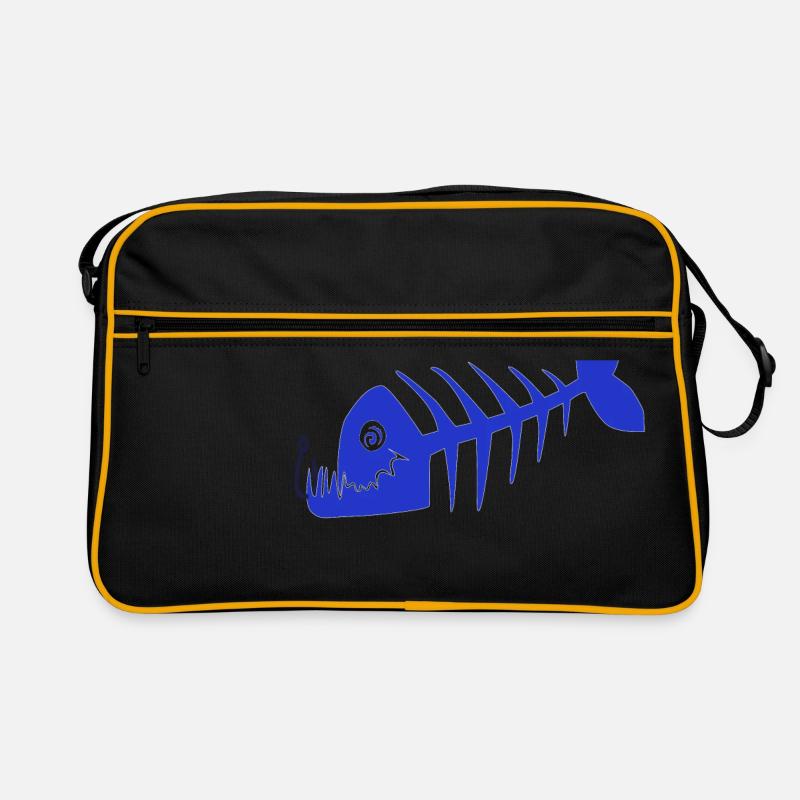 Blue bad fish pirate design. Skull Retro Bag