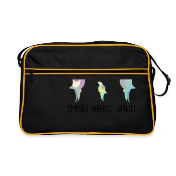 Ihr werdet Großeltern: Omagei und Opagei - Retro Tasche - Schwarz/Gold - Vorne