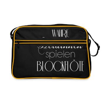 BLOCKFLÖTE HELDINNEN SPIELEN BLOCKFLÖTE MÄDCHEN - Retro Tasche - Schwarz/Gold - Vorne