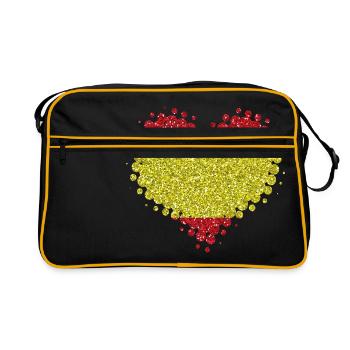 Ich Liebe Spanien - Herz spanisch Stolz Heimat - Retro Tasche - Schwarz/Gold - Vorne