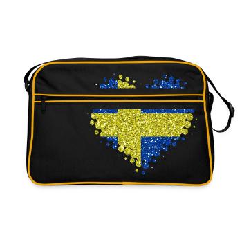 J'adore la Suède Glitter suédoise fierté à la maison - Sac Retro - noir/or - Devant