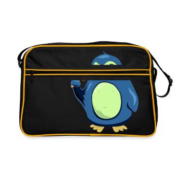 Frozen Pinguin isst Eis - Retro Tasche - Schwarz/Gold - Vorne